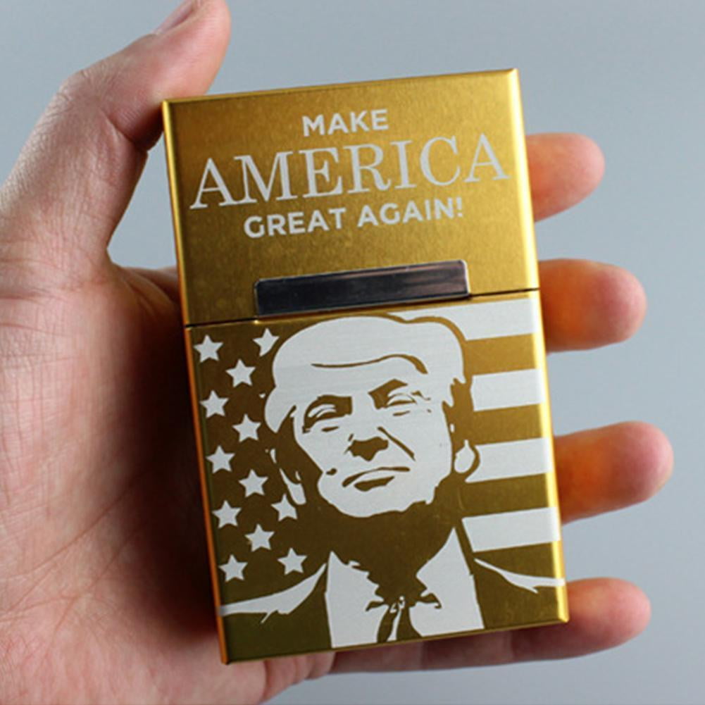 Donald Trump Aluminum Flip Cover Cigarette Case Tobacco Holder