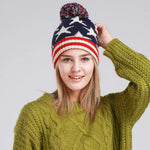 Unisex Fashion Warm Knitted US Flag Beanies Skullies