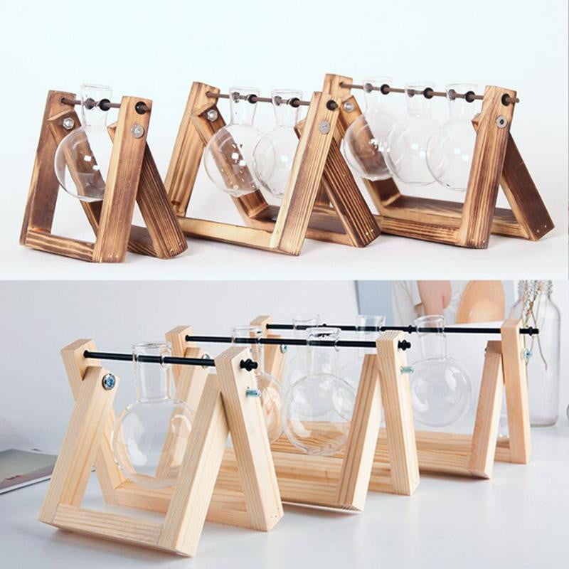 Plant Terrariums with Wooden Stand Glass Vase flowerpot