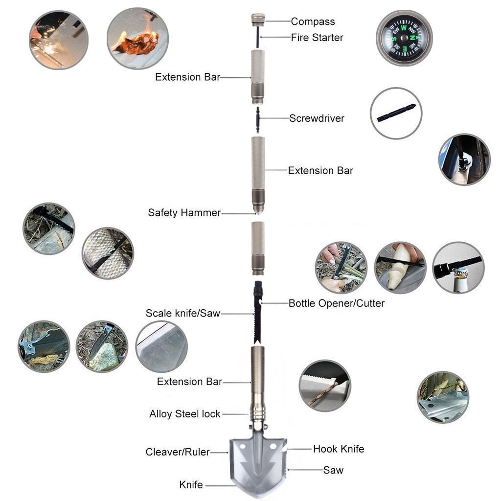 Multifunctional Camping Tactical Military Survival Folding Shovel