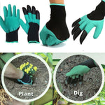 Rubber Gardening Gloves for Digging & Planting with Plastic Claw