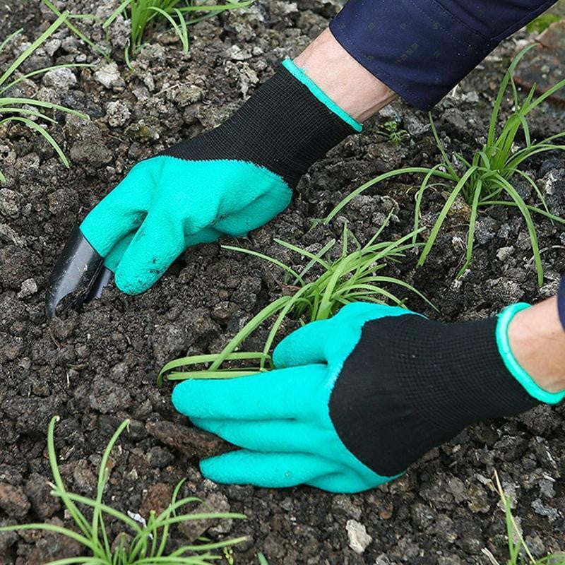 Rubber Gardening Gloves for Digging & Planting with Plastic Claw