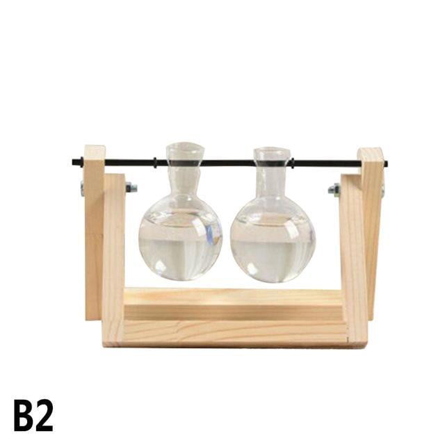 Plant Terrariums with Wooden Stand Glass Vase flowerpot