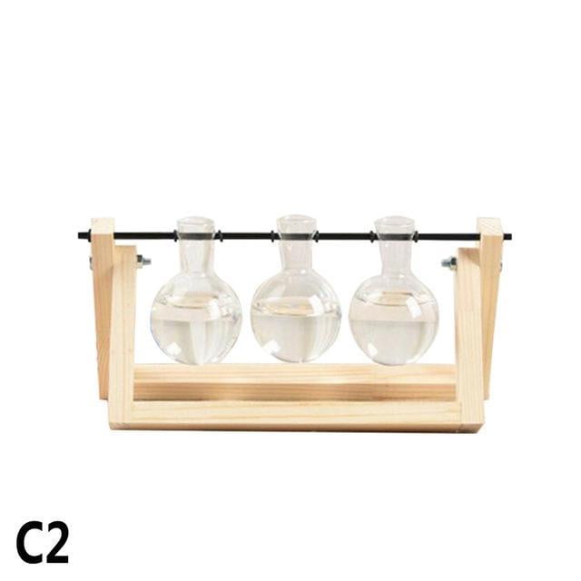 Plant Terrariums with Wooden Stand Glass Vase flowerpot